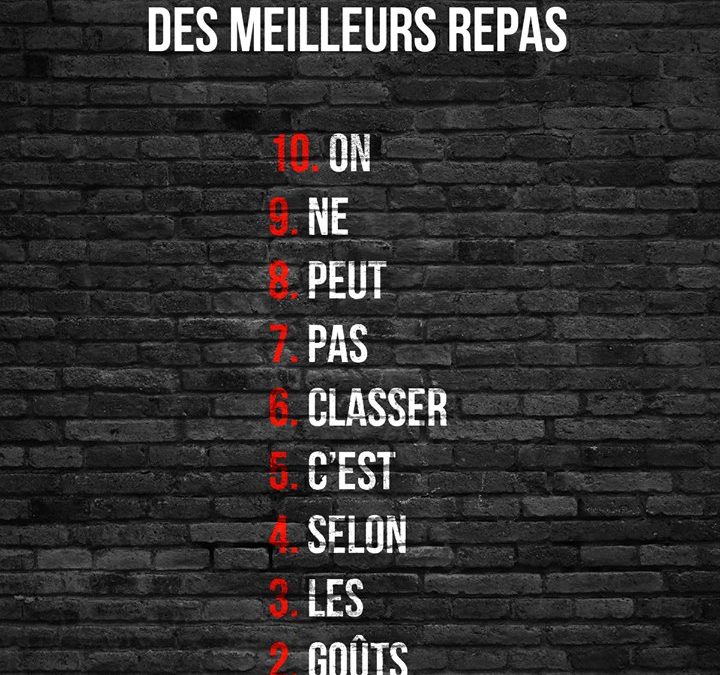 Classement des meilleurs repas !