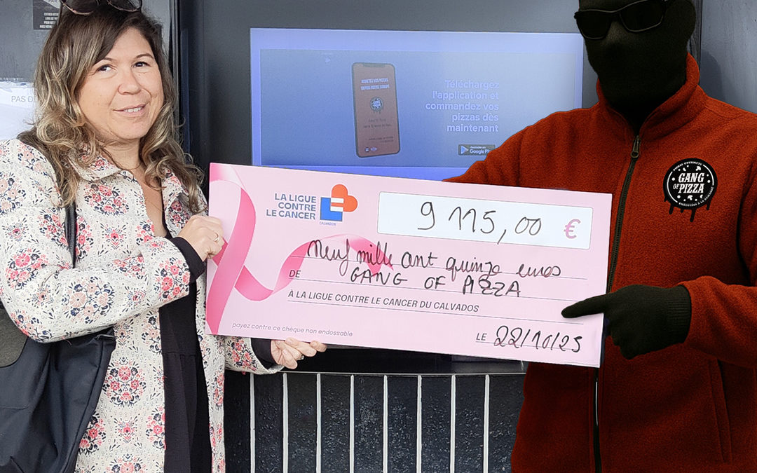 Le Parrain de Gang Of Pizza remet un chèque de 9 115 € à la Ligue contre le cancer dans le cadre d’Octobre Rose 2025